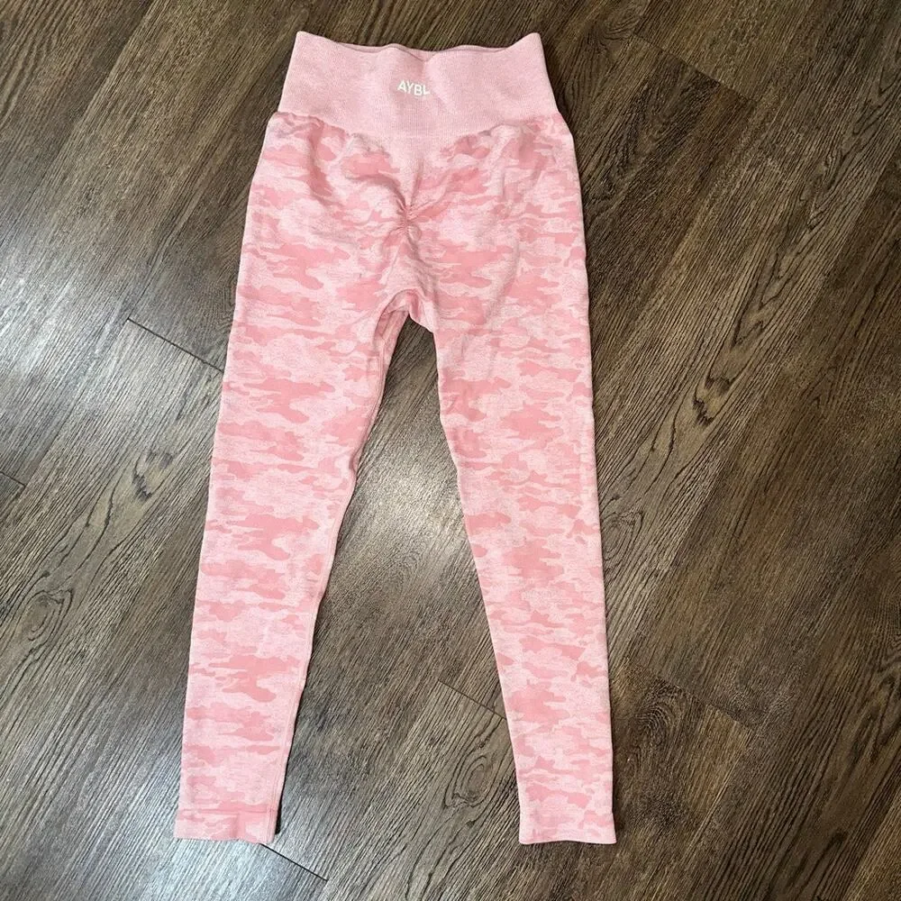 AYBL Pink Camo High Rise Evolve Seamless Workout Leggings M - Picture 5 of 7